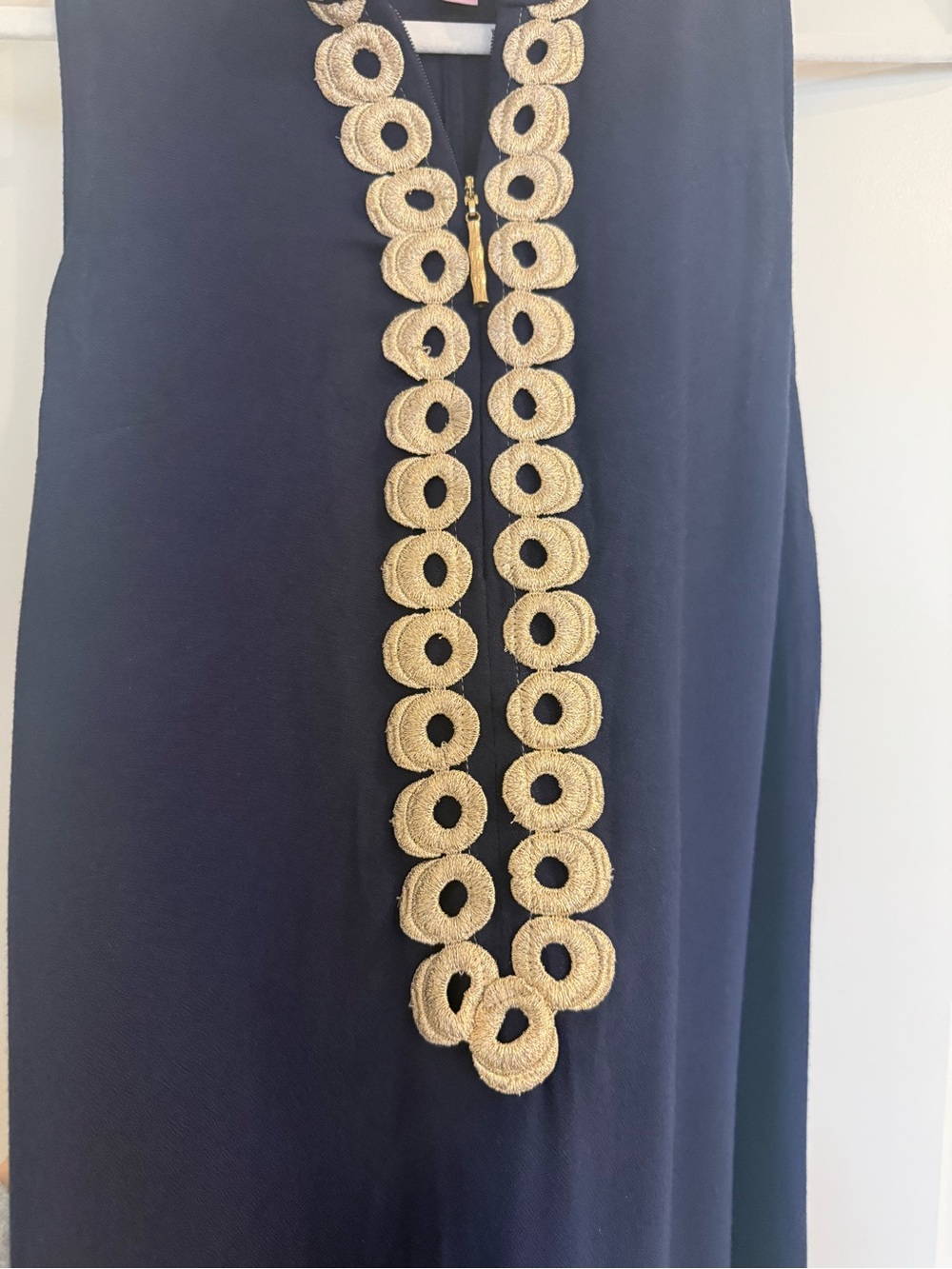 Lilly Pulitzer Jane Shift Dress-Navy and Gold Trim - Picture 8 of 10